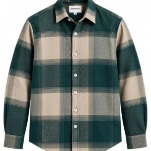 DEEMOON Men's Premium Cotton Blend Printed Checkered Shirt | Full Sleeve Plaid Casual Button-Down Shirt | Soft & Comfortable Regular Fit | Office, Travel & Everyday Wear